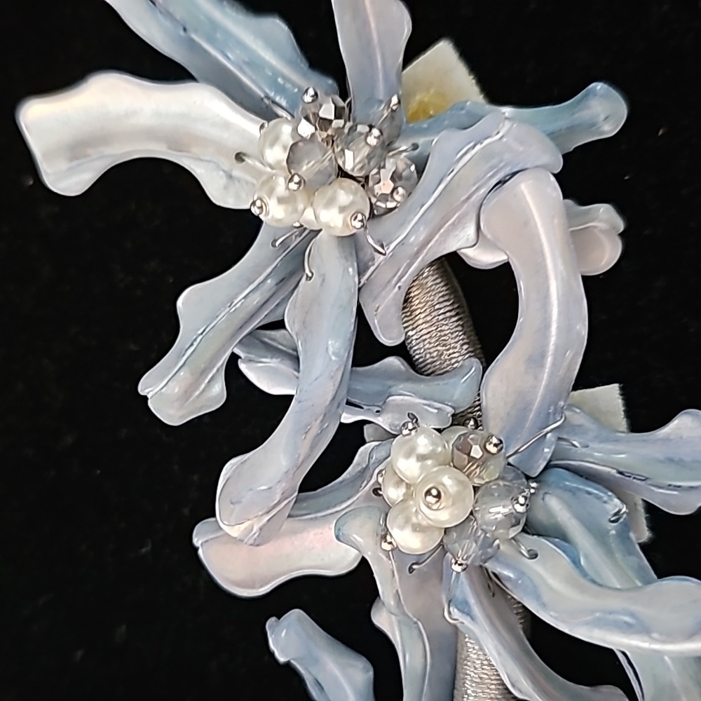 Beautiful Handmade Iridescent Blue Abalone Shell Coral Necklace / 19 inches. - Picture 5 of 5